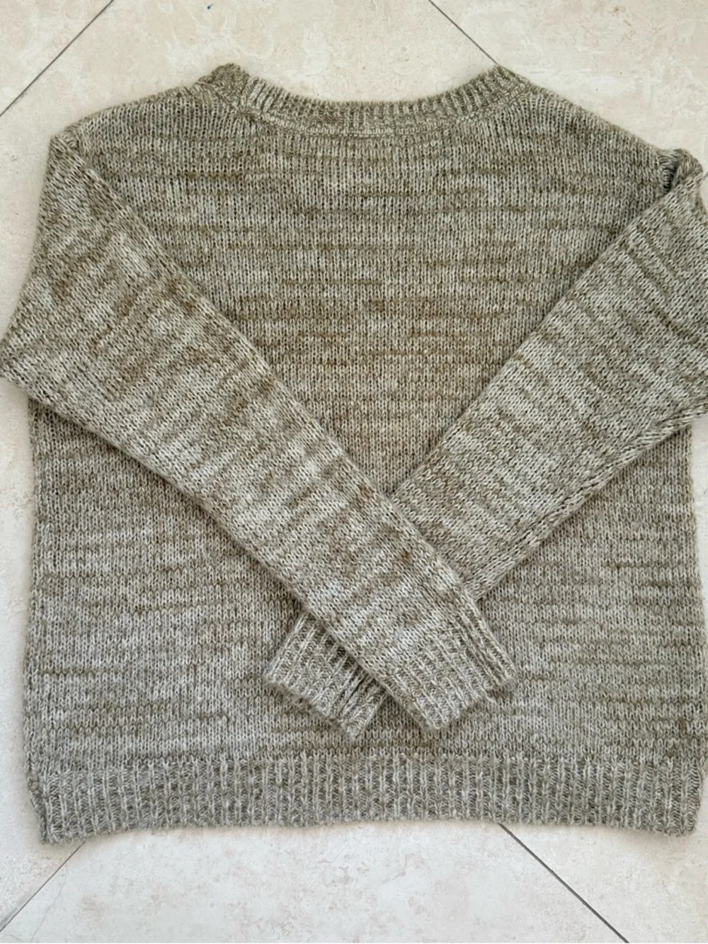 Rewind Beige French Bulldog Knit Sweater Crew Neck Graphic XL